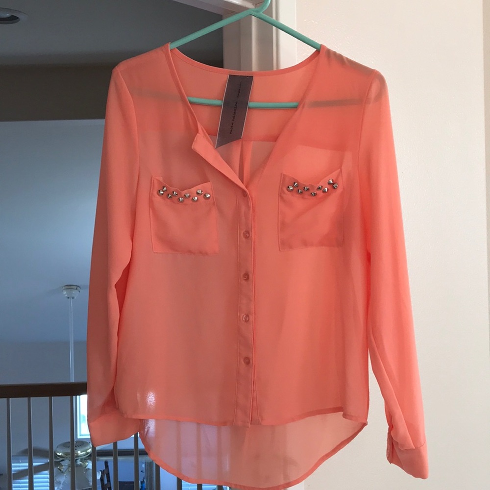 Polyester sheer studded top